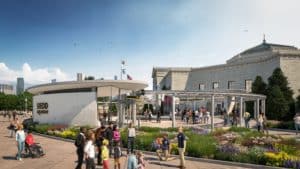 Image showing a rendering of the Enhanced Welcome Plaza and Gardens at the Shedd Aquarium in Chicago