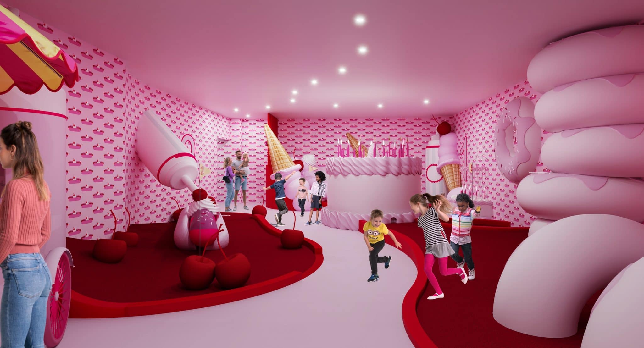 A rendering of the Chicago Museum of Ice Cream's putt-putt area