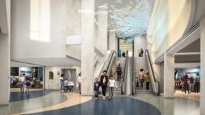 Image showing a rendering of the new atrium and Shedd store at the Shedd Aquarium in Chicago