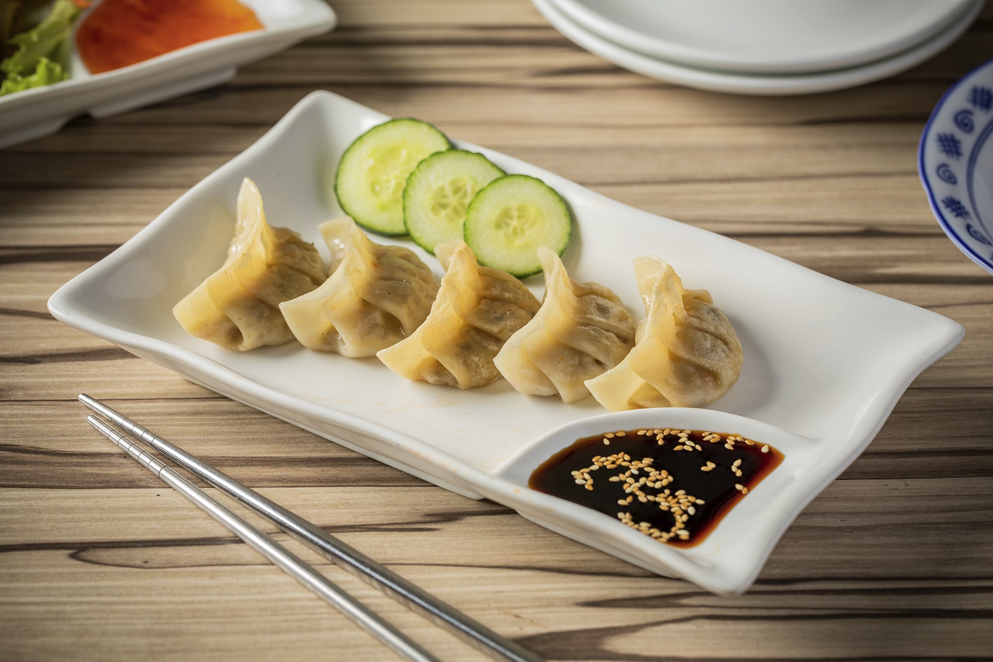 four steam dumplings from alice and friends vegan kitchen chicago