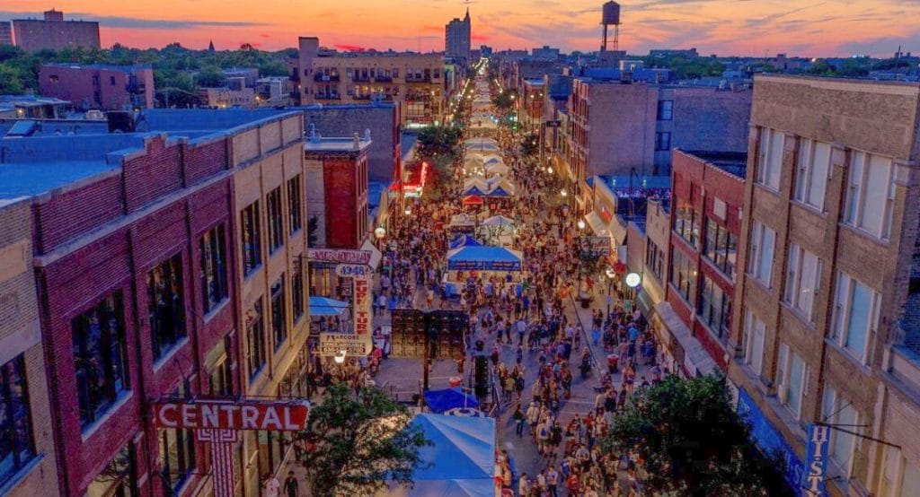 Image showing an aerial shot of the Wicker Park Fest in Chicago