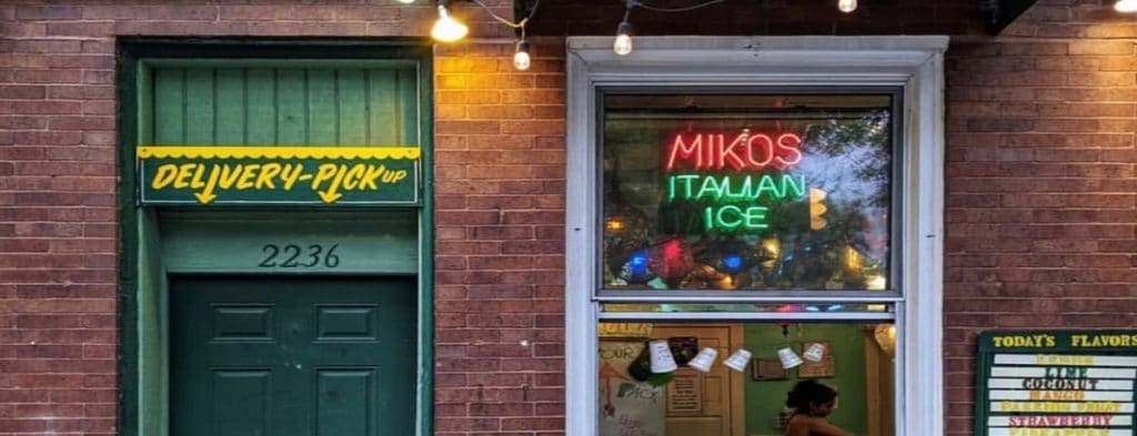 Exterior of Mikos Italian Ice shop