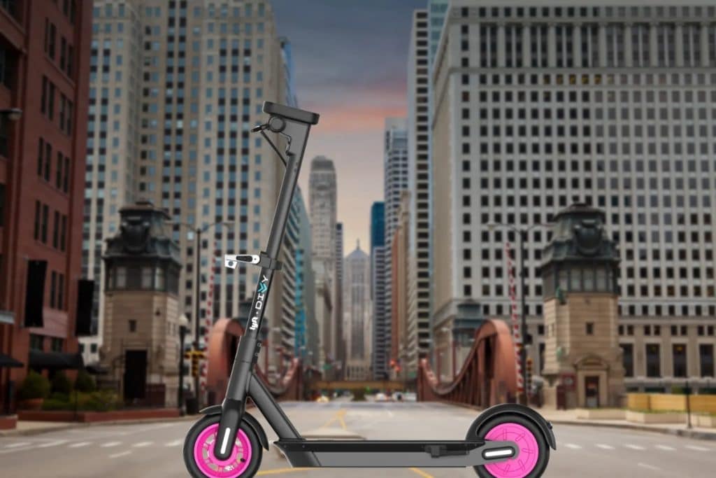 Image of a Divvy scooter in the city