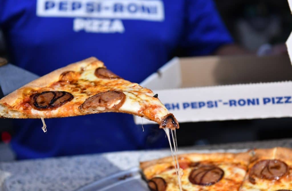 Pepsi-roni pizza being served