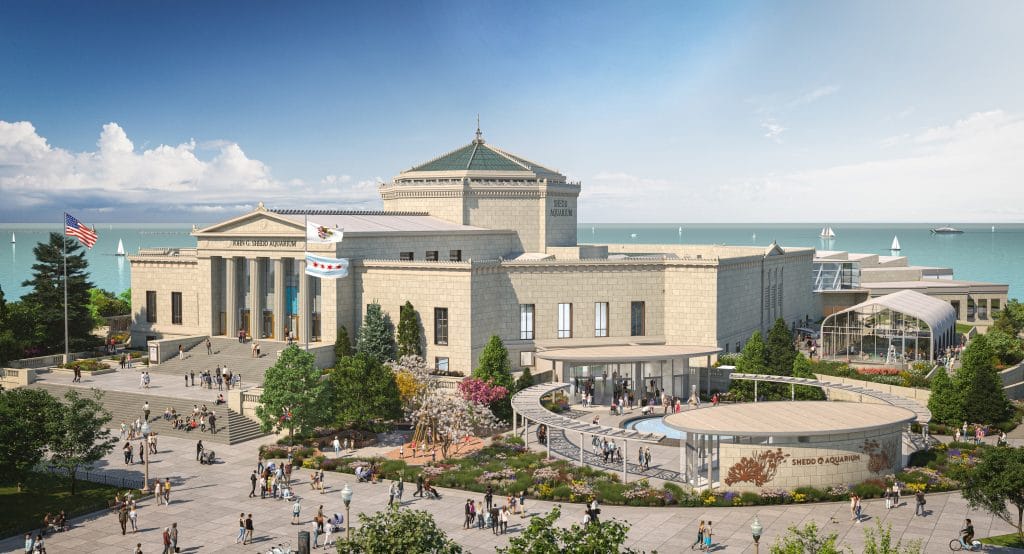 A rendering of what Chicago's Shedd Aquarium will look like after the expansion project is finished