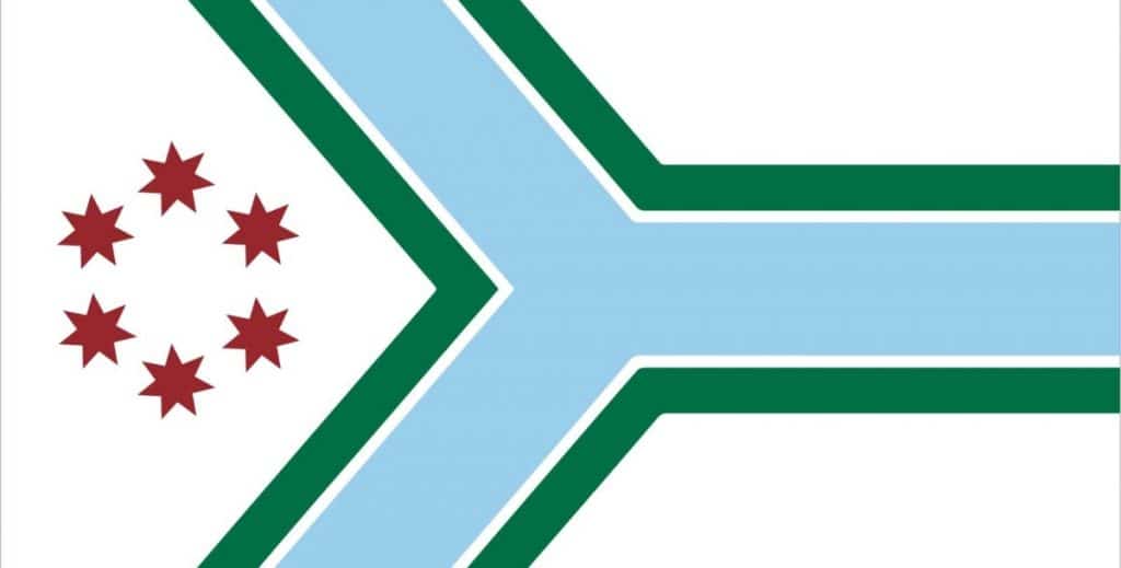 New flag for Cook County shows six red stars and a green and blue 