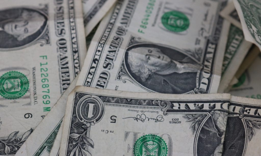 Close up image of dollar bills