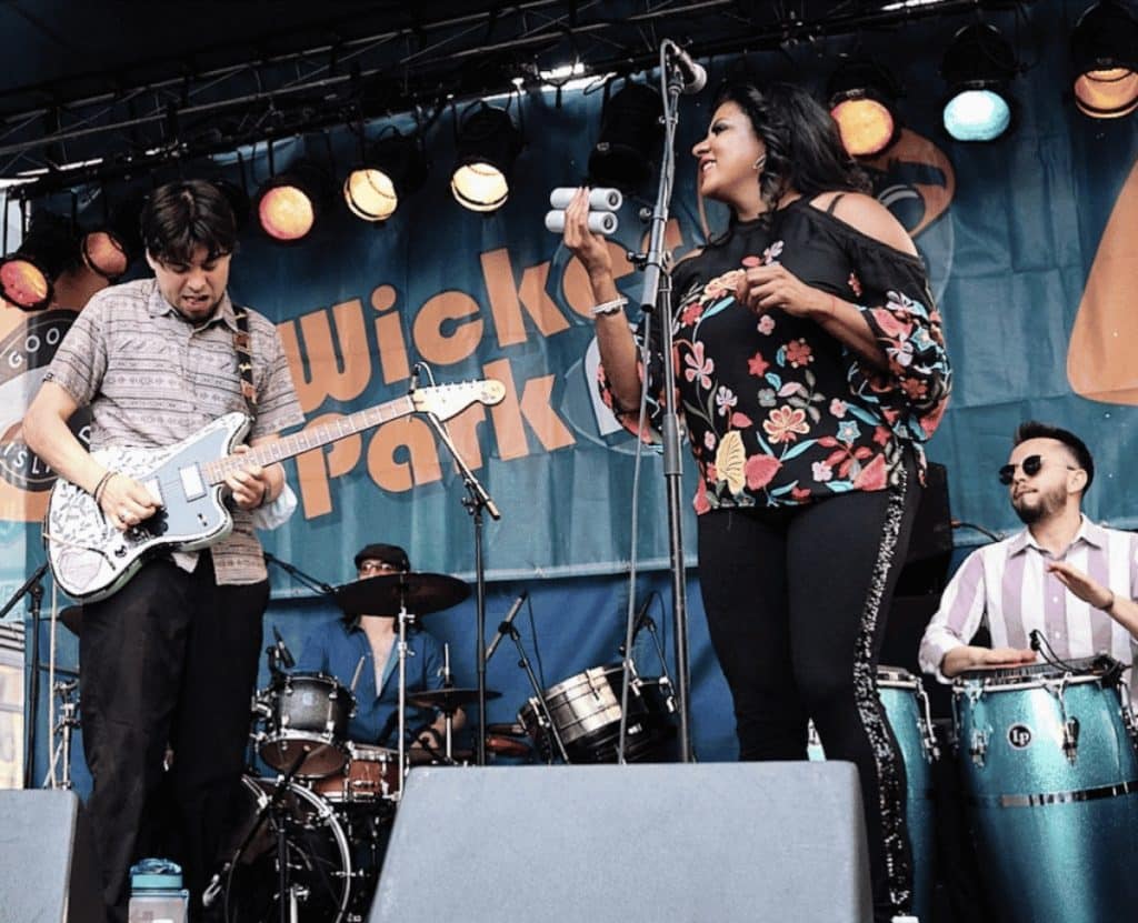 Musicians performing at Wicker Park Fest