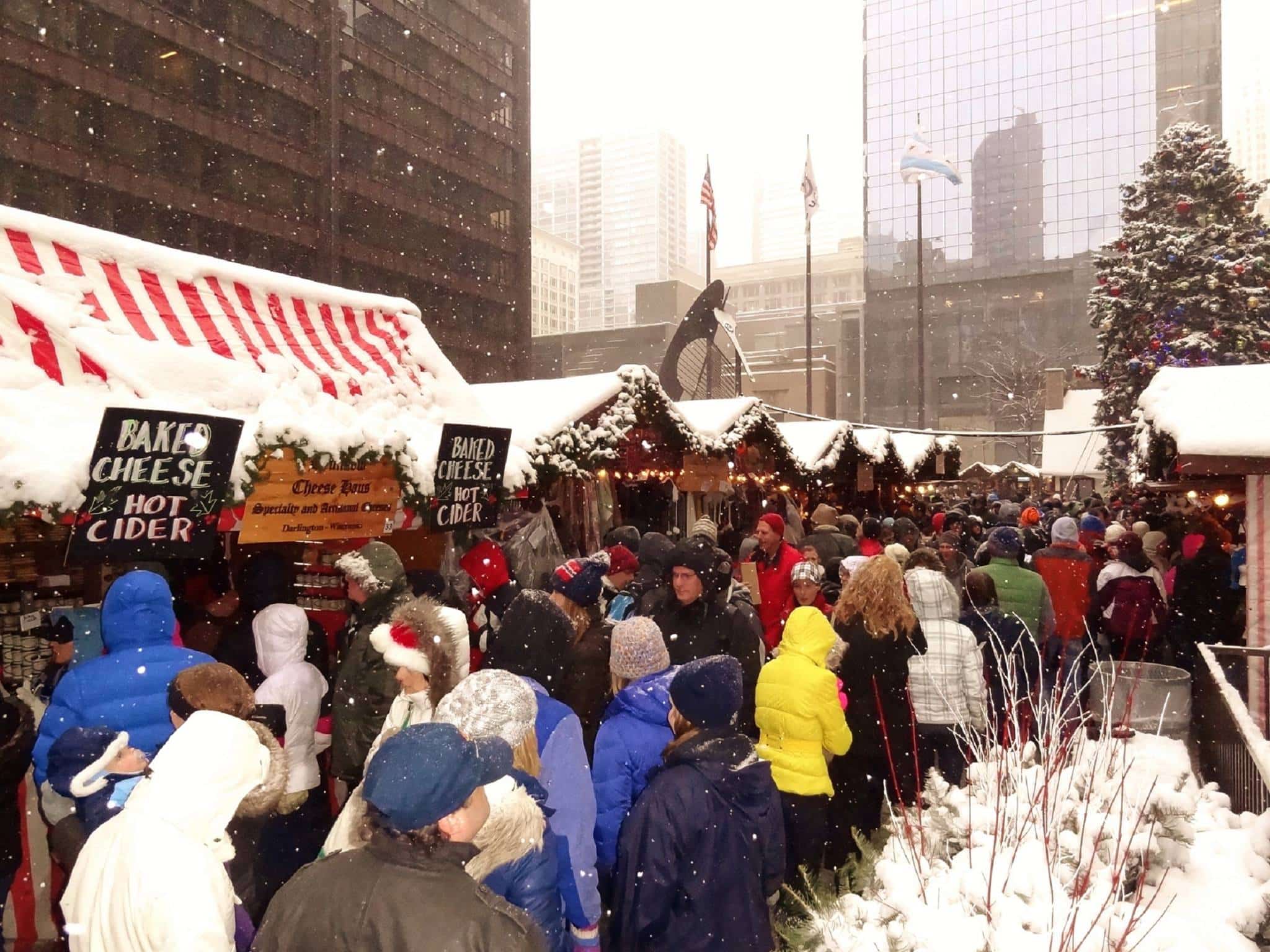 Christkindlmarket Chicago market in the snow