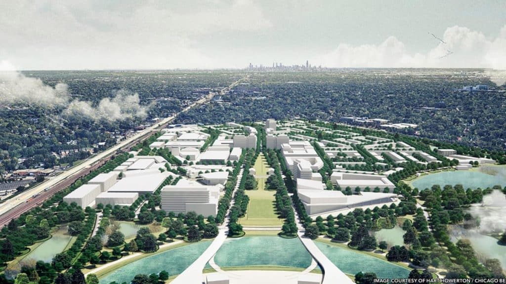 Rendering of Arlington Heights stadium and surrounding campus