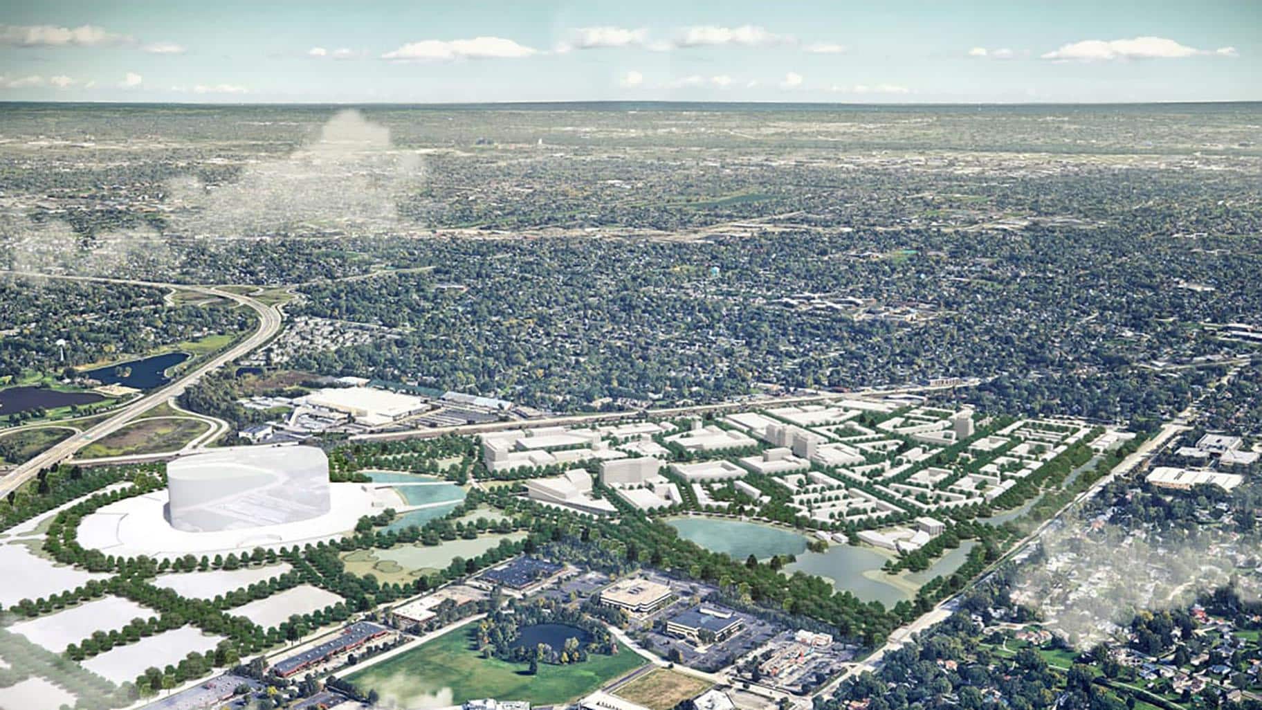 Rendering of Arlington Heights stadium and surrounding campus