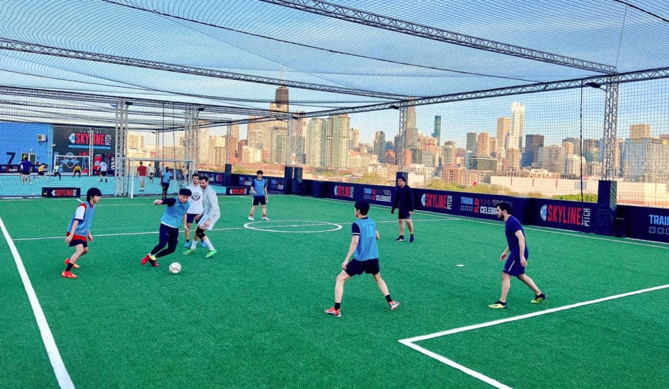 Play Soccer In The Sky At Chicago’s First-Ever Rooftop Soccer Pitch