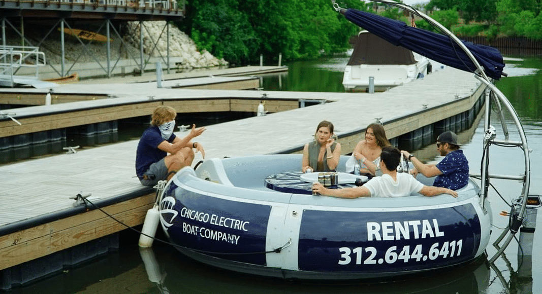 Donut boats on the river