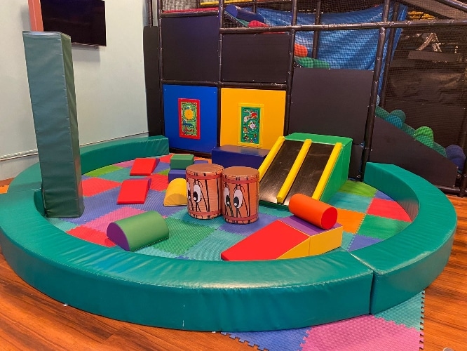 Toddler area at Funtopia shows colorful play area