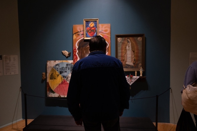 Person looking at the art exhibit