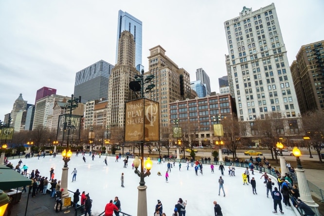 Ice skating in the city