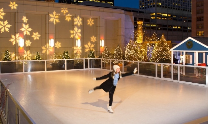 Ice skating rink seen on terrace 