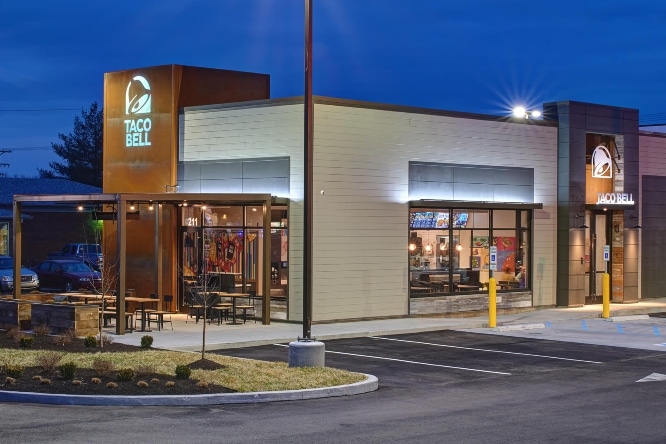 Exterior of a Taco Bell location 