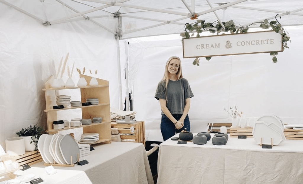 The Cream and Concrete duo setting up her booth, crafting each product to engaging with every customer at the one of a kind market