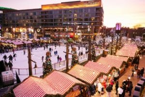 Winterland at Gallagher Way features a large ice skating rink and holiday activities