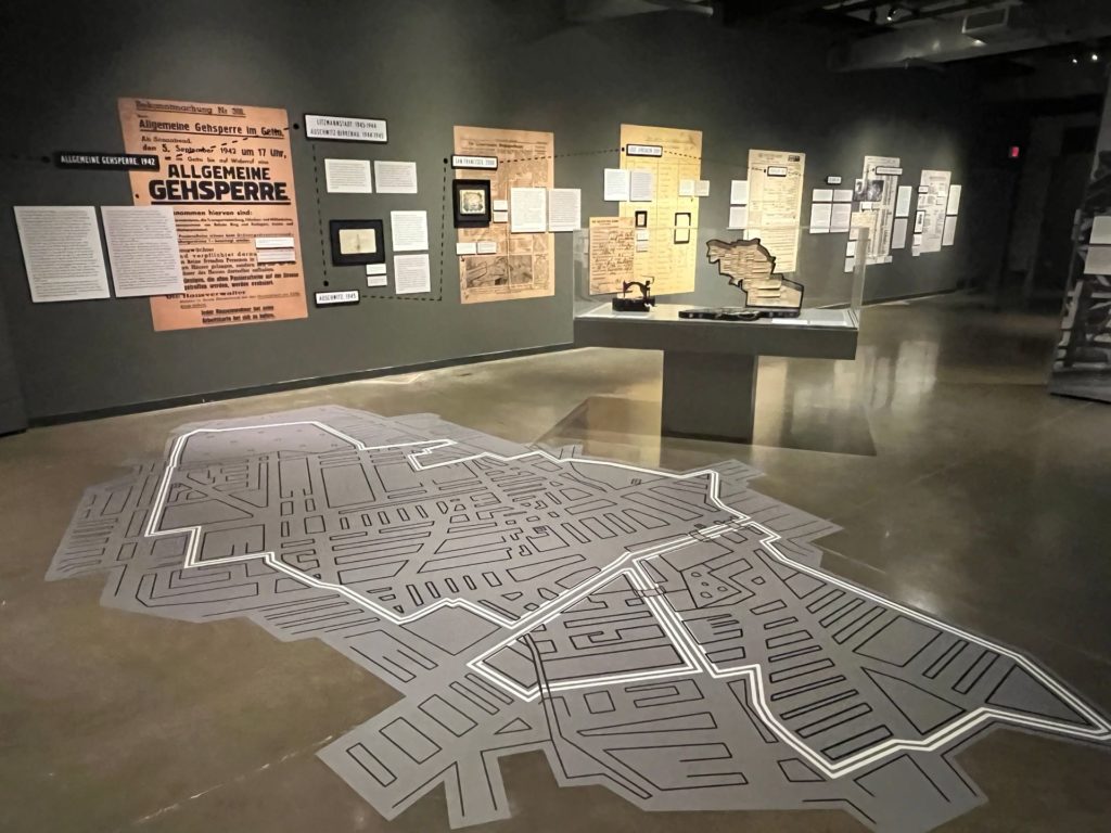Łódz ghetto with documents and a map in Illinois Holocaust Museum & Education Center