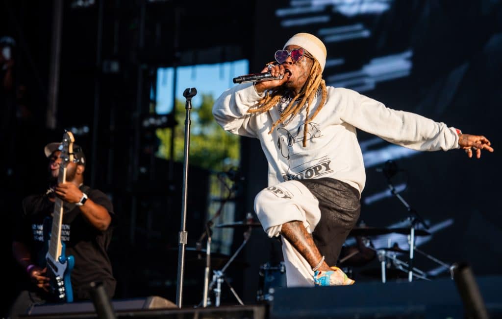 Photo of Lil Wayne performing at Lollapalooza in Grant Park, Chicago.