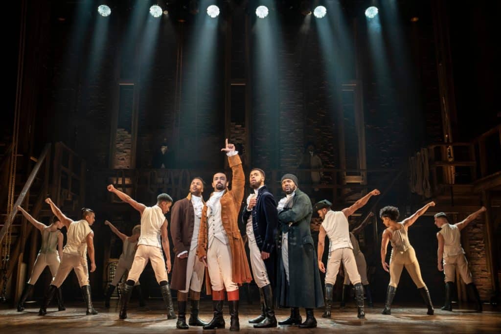Hamilton performers on stage in Chicago
