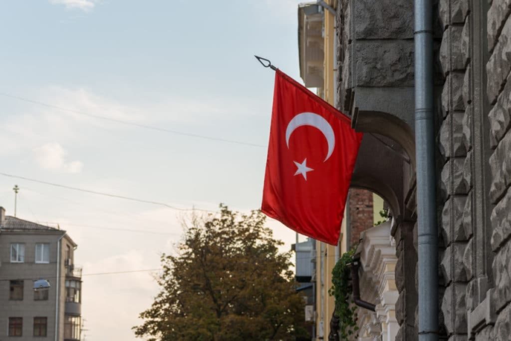 Turkish flag pictured on a building