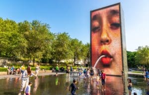 Image of The Crown fountain in Millennium Park in Chicago, Illinois, USA