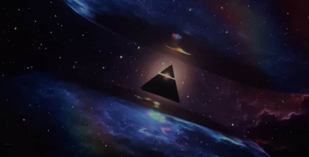 Pink Floyd show at Adler Planetarium shows the iconic Dark Side of the Moon album logo
