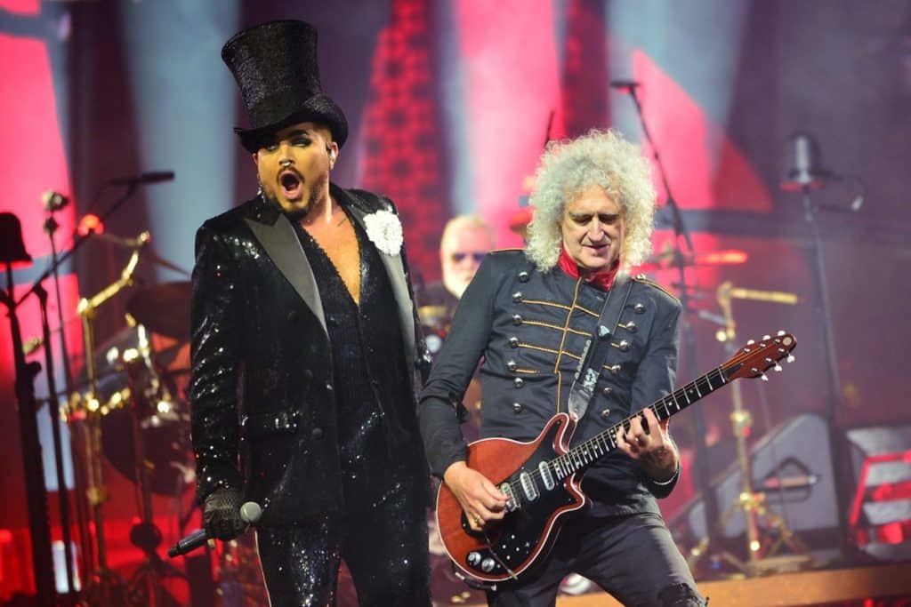 Queen guitarist Brian May and Adam Lambert