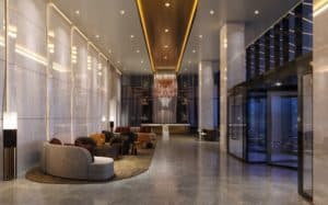 Image showing a rendering of the lobby at the St. Regis Hotel in Chicago