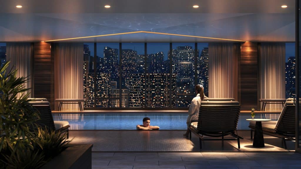 Image showing a rendering of the public swimming pool inside the St. Regis Hotel in Chicago
