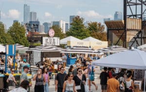 Image showing people attending the Salt Shed's summer market in Chicago
