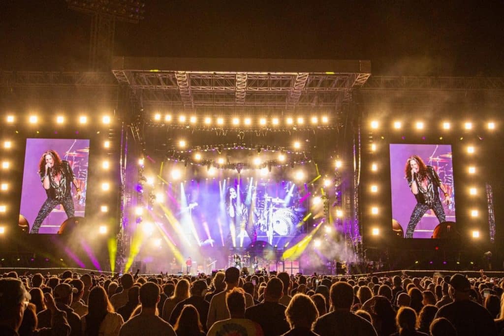 Aerosmith performing on stage