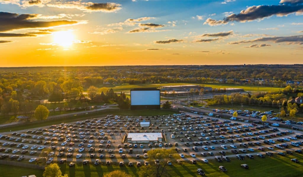 Image showing an outdoor movie screen in Illinois outside of Chicago