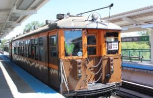 Image showing a vintage train from the CTA Heritage Fleet travelling around Chicago