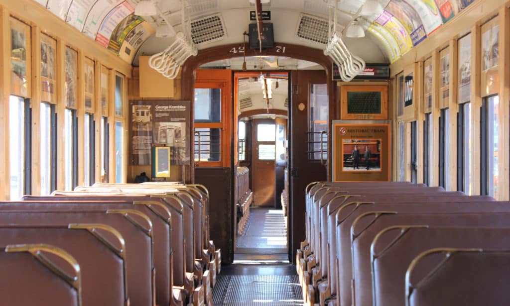 Image showing inside a vintage train from the CTA Heritage Fleet in Chicago