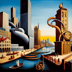 Image showing Chicago as if painted by Salvador Dali using Tome.app