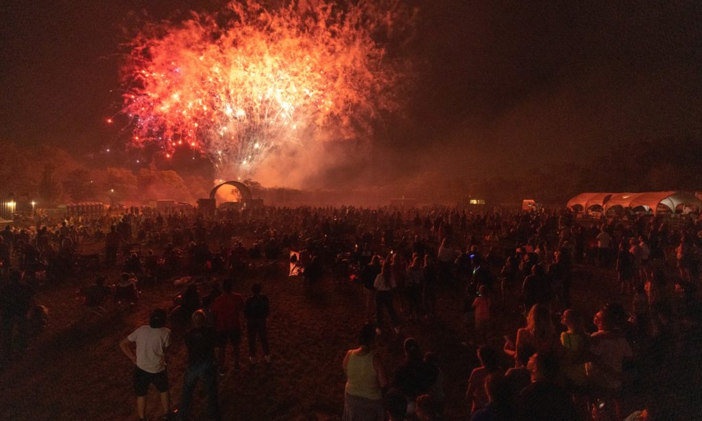Image showing people enjoying a firework display during Forge Fest festival at The Forge adventure park in Lemont near Chicago