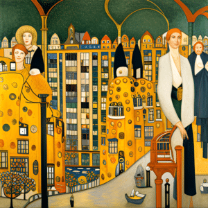 Image showing Chicago as if painted by Gustav Klimt created using AI
