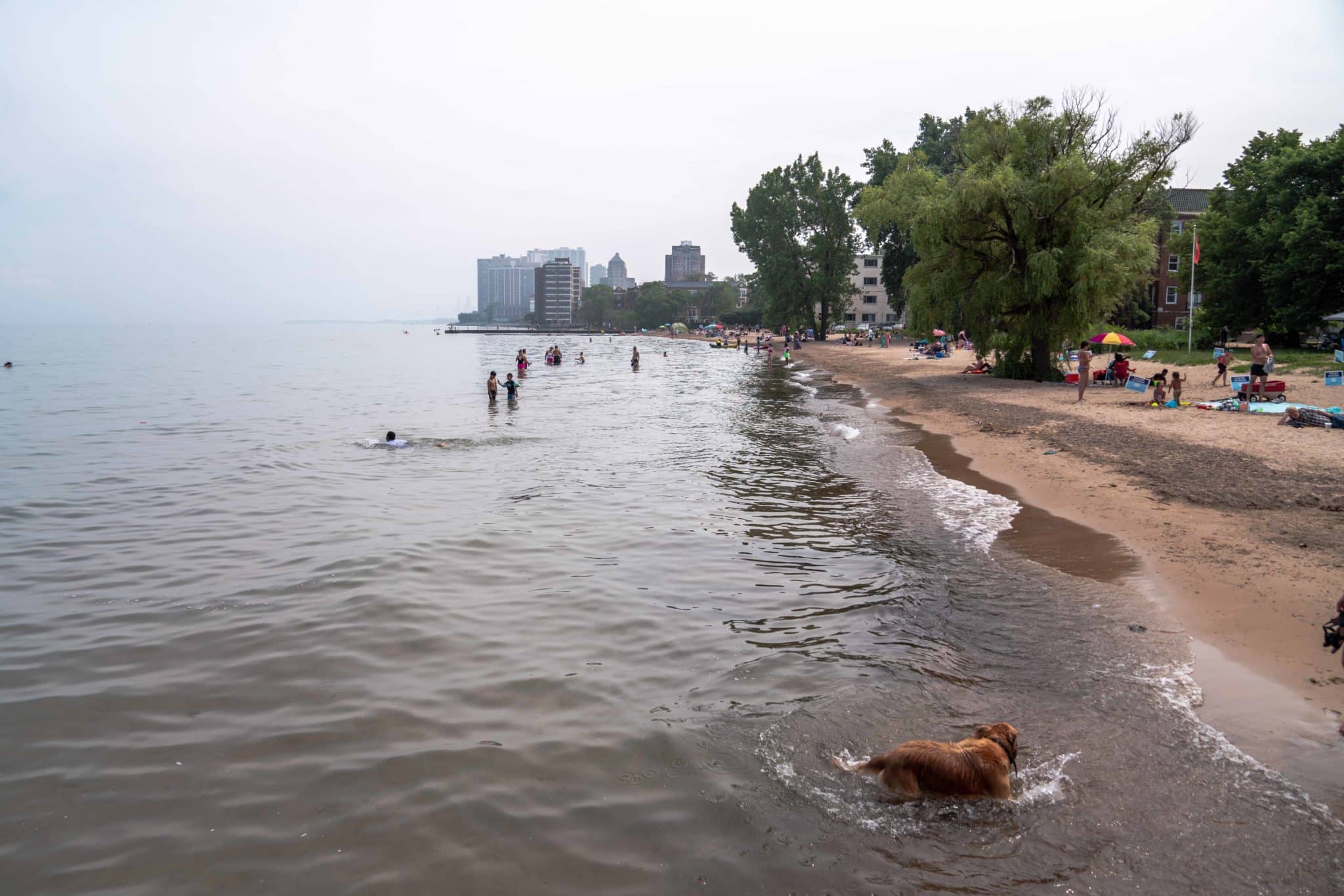 Despite beaches and waterfront access still closed in Chicago due to the COVID-19 coronavirus pandemic outbreak, people still flocked to the lake at Loyola beach.