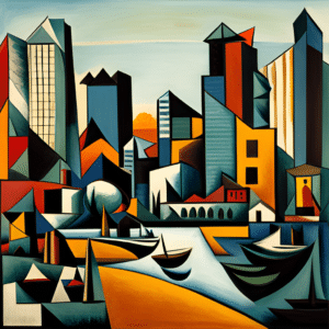 Image showing Chicago as if painted by Pablo Picasso using Tome.app