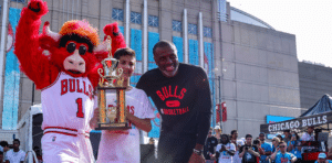 Image showing a boy holding a trophy after winning a competition at Bulls Fest in Chicago in 2022
