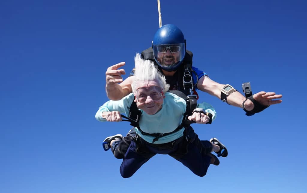 Image showing 104-year-old Dorothy Hoffner who could hold the world’s oldest skydiver record