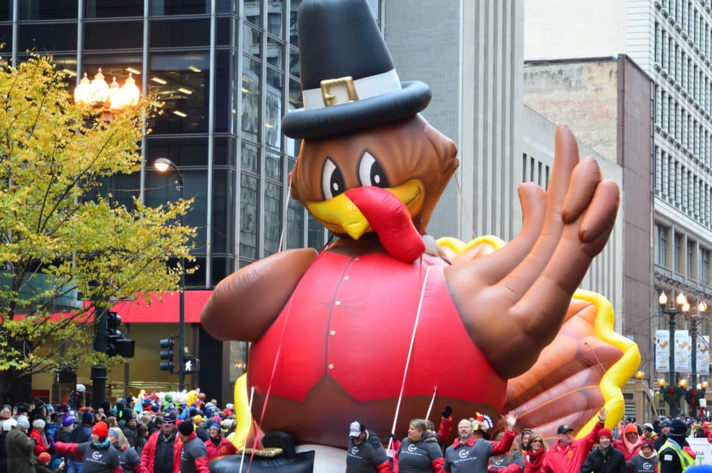 teddy turkey balloon during the chicago thanksgiving parafe